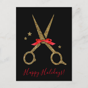 prettige feestdagen - Golden glitter Hair Stylist- Briefkaart
