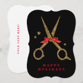 prettige feestdagen - Golden glitter Hair Stylist- Kaart (Voorkant / Achterkant)