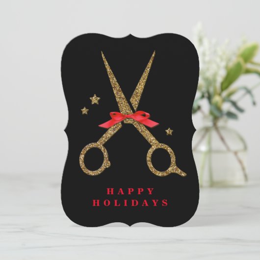 prettige feestdagen - Golden glitter Hair Stylist- Kaart (Staand voorkant)