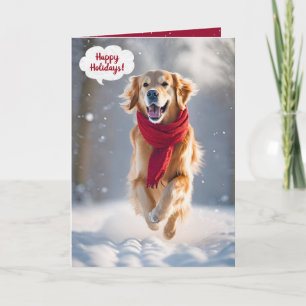 Prettige feestdagen Golden Retriever in Sneeuw Kaart
