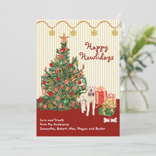 prettige feestdagen Goldendole Dog Tree Cadeaus (Staand voorkant)