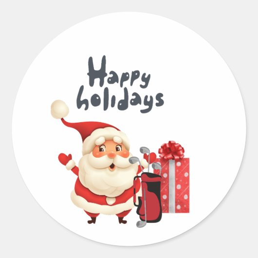 Prettige feestdagen Golf Vrolijk Kerstfeest met Sa Ronde Sticker (Voorkant)