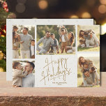 Prettige feestdagen Goud5 Foto's Vakantie Kaart<br><div class="desc">Prettige feestdagen Multi foto kerstvakantie kaarten voorzien van uw namen en de woorden. Upload je favoriete familiefoto's en voeg je gezinsaanpassing toe aan de achterkant. Selecteer High Definition voor de beste fotokwaliteit.</div>