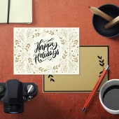 Prettige feestdagen Goud Bloemen met takken & bloe Feestdagenkaart