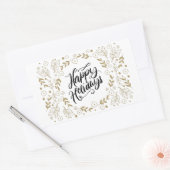 Prettige feestdagen Goud Bloemen met takken & bloe Rechthoekige Sticker (Envelop)