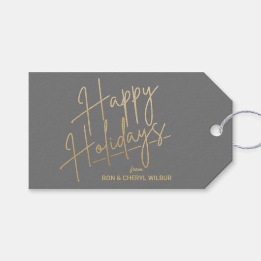 Prettige feestdagen Goud Cadeaulabel (Voorkant (Horizontaal))