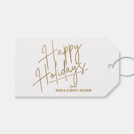 Prettige feestdagen Goud Cadeaulabel (Voorkant (Horizontaal))