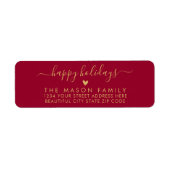 Prettige feestdagen Goud en rood Etiket (Voorkant)