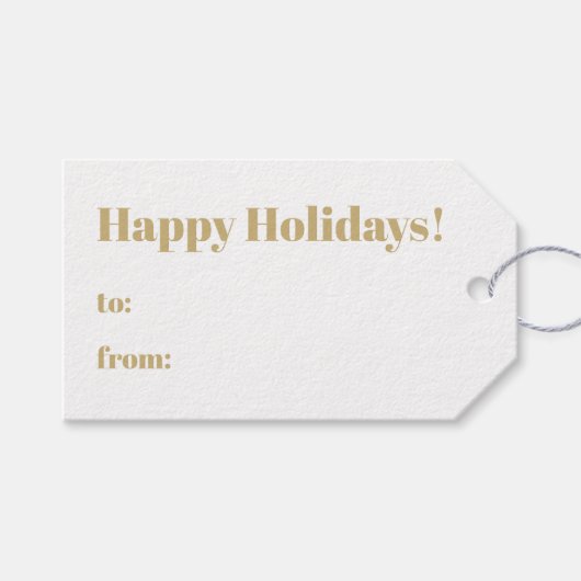 prettige feestdagen goud en wit tot minimalistisch cadeaulabel (Voorkant (Horizontaal))