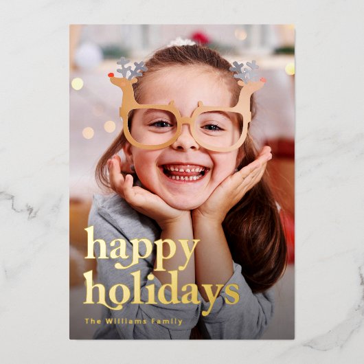 Prettige Feestdagen Goud Folie Kaart (Voorkant)