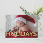 PRETTIGE FEESTDAGEN Goud Folie & Zwarte Moderne Fo Feestdagenkaart (Staand voorkant)