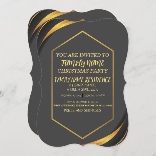 PRETTIGE FEESTDAGEN GOUD GRIJS PATROON VROLIJK KER KAART (Voorkant / Achterkant)