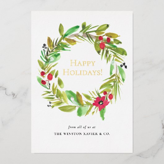 Prettige feestdagen Goud - Kerst waterverf Krans (Voorkant)