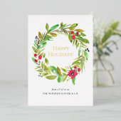 Prettige feestdagen Goud - Kerst waterverf Krans (Staand Voorkant)