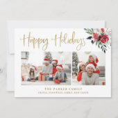 prettige feestdagen | Goud met twee foto's en bloe Feestdagenkaart (Voorkant)