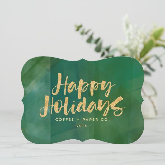 Prettige feestdagen Goud metallic Feestdagenkaart (Staand voorkant)