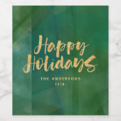 Prettige feestdagen Goud metallic Wijn Etiket (Enkel label)