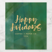 Prettige feestdagen Goud metallic Wijn Etiket (Enkel label)