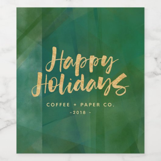 Prettige feestdagen Goud metallic Wijn Etiket (Enkel label)