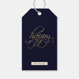 Prettige feestdagen Goud Script Kerst Cadeaulabel