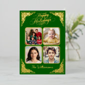 Prettige feestdagen Goud, vier afbeeldingen, groen (Staand Voorkant)