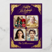 Prettige feestdagen Goud, vier afbeeldingen, paars (Voorkant)