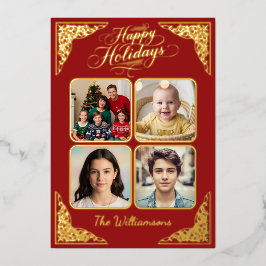 Prettige feestdagen Goud, vier afbeeldingen, rood,