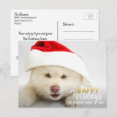 Prettige feestdagen Goud Wit hond Puppy | FOTO (Voorkant / Achterkant)