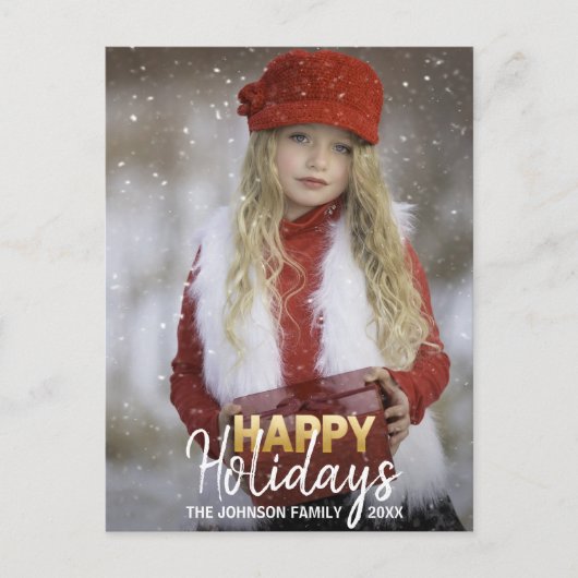 Prettige feestdagen Goud Wit Kerstmis | FOTO (Voorkant)