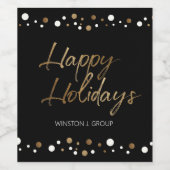 Prettige feestdagen Goud Zwart Wijn Etiket (Enkel label)