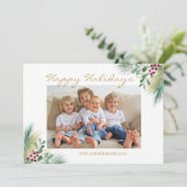 Prettige feestdagen Gouden bessen Foto Feestdagenkaart (Staand voorkant)