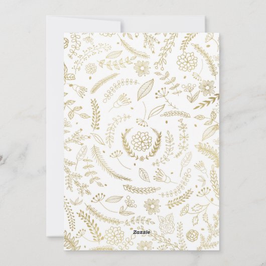 Prettige feestdagen Gouden bloemenbladeren rustiek Feestdagenkaart (Achterkant)