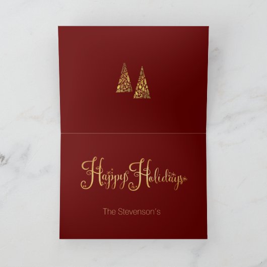 Prettige Feestdagen Gouden Boom Script Naam Elegan (Binnen)