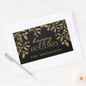 Prettige feestdagen Gouden Faux Folie Holly Branch Rechthoekige Sticker (Envelop)