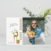 Prettige feestdagen Gouden folie rendier enkele fo Feestdagenkaart (Staand voorkant)