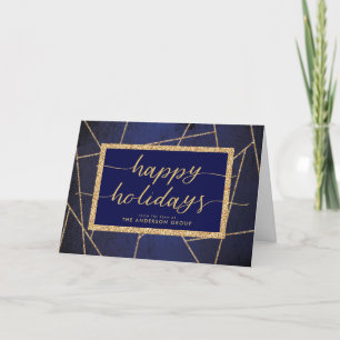 Prettige feestdagen Gouden Glitter Donkerblauw Zak