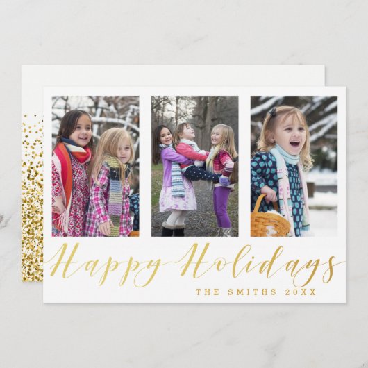 Prettige feestdagen Gouden Glitter Feestdagenkaart (Voorkant / Achterkant)