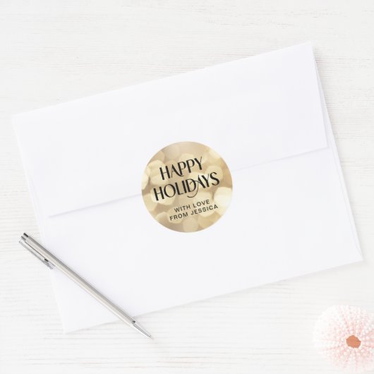 PRETTIGE FEESTDAGEN Gouden Glitter Sticker (Envelop)