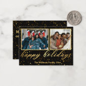 prettige feestdagen gouden handschrift 2 fotocolla notitiekaartje (Voorkant / Achterkant in situ)