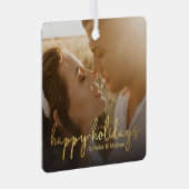 prettige feestdagen gouden handschrift trouwdag fo metalen ornament (Voorkant Rechts)