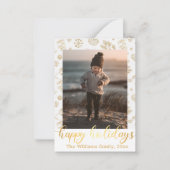 prettige feestdagen, gouden handschriftenfoto notitiekaartje (Voorkant)