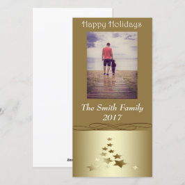 Prettige feestdagen gouden kerstboom feestdagenkaart