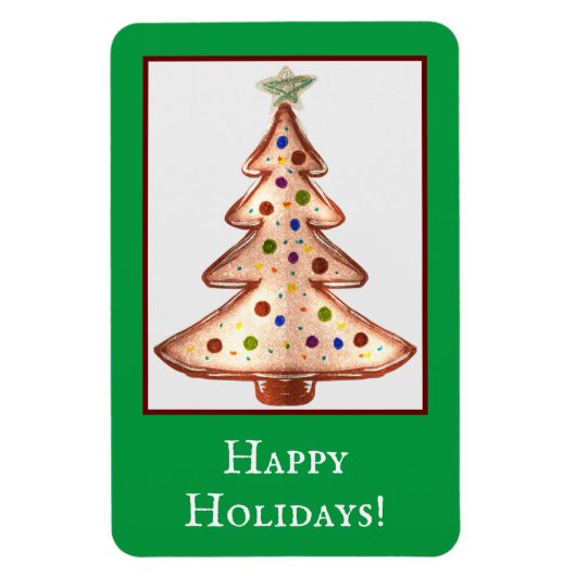 Prettige feestdagen Gouden Kerstboom Magneet (Verticaal)