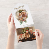 Prettige feestdagen Gouden Kerstmis Wrede All In One Uitnodiging (Afscheurbaar)