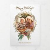 Prettige feestdagen Gouden Kerstmis Wrede Drieluik Kaart (Cover)