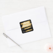 Prettige feestdagen * Gouden penseelstreekkaartje Vierkante Sticker (Envelop)