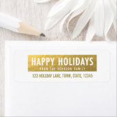 Prettige feestdagen Gouden retour adreslabel Etiket (Insitu)