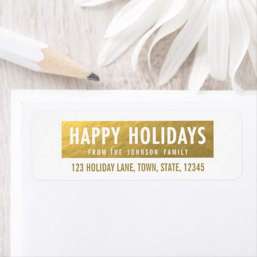 Prettige feestdagen Gouden retour adreslabel Etiket (Insitu)