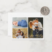 prettige feestdagen gouden script 3 foto's collage notitiekaartje (Voorkant / Achterkant in situ)