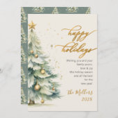 Prettige feestdagen Gouden Script kerstboom Feestdagenkaart (Voorkant / Achterkant)